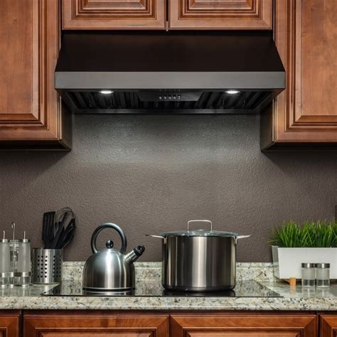 black stainless steel range hood under cabinet|black stainless steel vented hood.